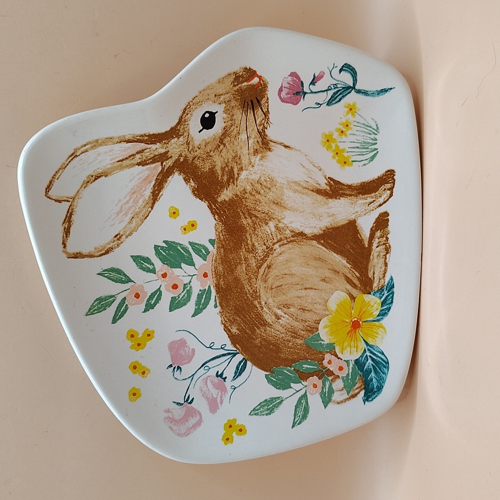 Now Designs Floral Bunny Rabbit Shaped Plate